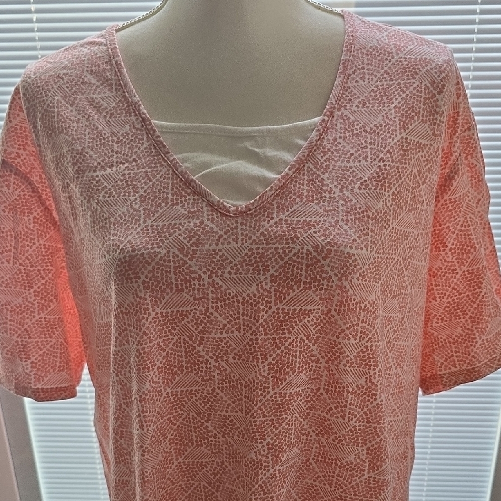 Mountain Lake Pink Short Sleeve Tee with Textured V-Neck